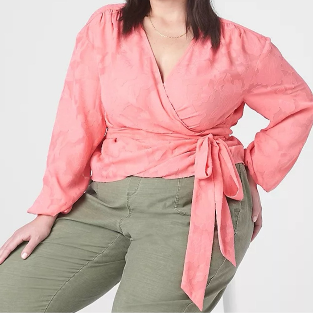Lane Bryant Classic Crop Sheer Full-Wrap Top